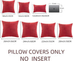 Fancy Homi 2 Packs Red Euro Decorative Throw Pillow Covers 26x26 Inch for Couch Bed Sofa, Holiday Christmas Home Decor Gift, Soft Corss Corduroy Patchwork Textured Square Cushion Case 66x66 cm
