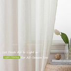 Simplebrand Natural Linen Textured Sheer Curtains 96 inches Long 2 Panels, Rod Pocket Solid Color Window Sheer Curtain Panels, Elegant Curtains & Drapes for Living Room, Bedroom (40" W x 96" L)