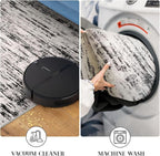 Lansny Modern Abstract Hallway Runner Rug, White Black Grey Taupe Washable Kitchen Runner Non-Slip Soft 2x8 Runner Rug Thin Print Faux Wool Carpet for Entryway Bedroom Laundry Room Indoor Home Decor