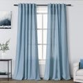Nanspring Blue Boho Curtains for Bedroom Back Tab Rod Pocket Semi Sheer Linen Curtains 90 Inches Long 2 Panel Set Light Filtering Neutral Dusty Blue Farmhouse Drapes for Living Room 40x90 Inches