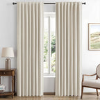 MIULEE 100% Blackout Linen Curtains 42 x 63 Inch Linen Beige 2 Panels