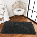Chicrug Soft Runner Rug for Bedroom Living Room Plush Fluffy Rug 2x3 Feet, Shag Furry Runner Rugs Carpet Non Shedding for Nursery Children Kids Girls Room Home Decorative, Dark Grey
