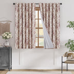 jinchan Floral Linen Blackout Curtains for Bedroom 63 Inches Long