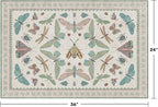Hazo Haus Washable Boho Bathroom Rug 2x3, Small Throw Rugs for Kitchen, Powder Room, Front Door Indoor Entrance, Non Slip Low Pile Stain Resistant, Dusty Green Colorful Cool Insect Aethestic