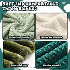 Newwiee 4 Pcs Flanne Fleece Throw Blanket for Bed Couch Large 3D Waffle Textured Soft Blanket Winter Warm Lightweight No Shedding No Pilling Decorative Throw, 50x60 Inch(Gradient Green)