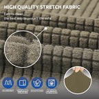 KEKUOU Stretch Sofa Cover Slipcover ，Couch Covers for 3 Cushion Couch Sofa pet Friendly (78"-94") Furniture Protector Sofa with Elastic Bottom for Kids,Dog, Jacquard Small Checked(Large,Khaki)