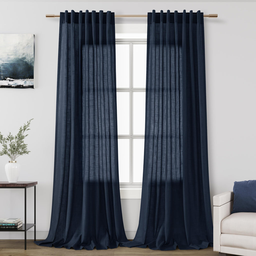 Nanspring Mist Sage Linen Curtains Semi Sheer 96 Inches Long 2 Panels Set for Living Room Back Tab Rod Pocket Light Filtering Drape for Bedroom Modern Farmhouse Coastal Decor Protect Privacy 52x96 — 기타
