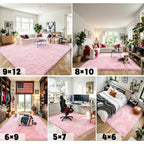 8x10 Area Rugs for Living Room,Pink Large Shaggy Carpet Plush Furry Rug
