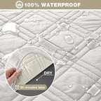 TAOCOCO 100% Waterproof Recliner Sofa Cover, Non Slip Split Couch Covers for Reclining Couches with Elastic Straps, Washable Reclining Sofa Cover Furniture Protector for Kids Pets(3 Seater, Off White)