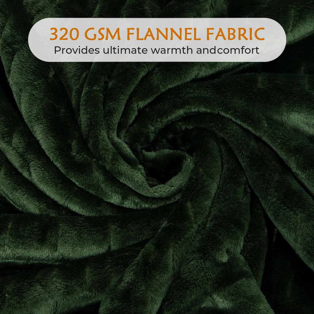 TOONOW Fleece Blanket Super Soft Cozy Throw Blanket 50" x 60", Lightweight Fuzzy Comfy Textured Flannel Blanket Warm Plush Throw Blankets for Couch, Sofa, Bed, Olive Green