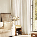 Jolilight Faux Linen Beige Curtains 102 inches Long for Living Room Rustic Farmhouse Linen Drapes Semi Sheer Burlap Textured Canvas Cloth Curtain Panels Set of 2 Kahki Tan Colored