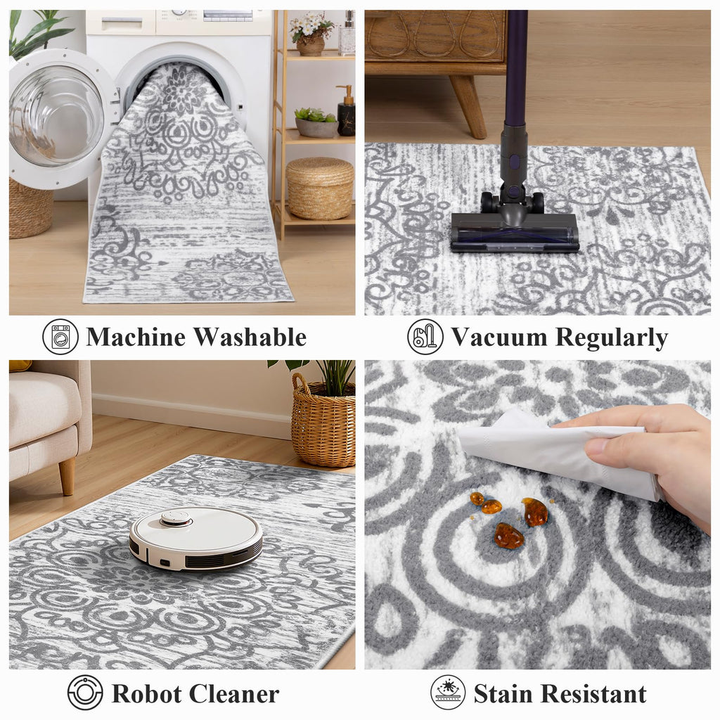 HEBE Hallway Runner Rug 2'x6', Washable Non Slip Kitchen Rug Runner