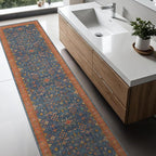 Hazo Haus Navy Blue Washable Hallway Runner Rug 2x10 Non Slip Rugs for Kitchen, Mudroom, Bathroom, Hall Way - 10 ft Long Dark Boho Geometric Decor, Fade & Stain Resistance