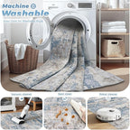 pmtsns Area Rugs 6x9 for Living Room: Washable Rug Modern Abstract Neutral Soft Non-Slip Low-Pile Indoor Carpet for Bedroom Dining Room Playroom Home Office (Light Blue Brown, 6'x9')