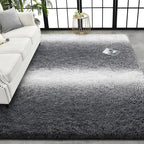 TWINNIS Super Soft Shaggy Rugs Fluffy Carpets, 5x8 Feet, Indoor Modern Plush Area Rugs for Living Room Bedroom Kids Room Nursery Home Decor, Upgrade Anti-Skid Rectangular Fuzzy Rug, Grey White