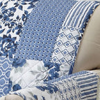 Great Bay Home Reversible Patchwork Loveseat Cover - Washable Slipcover Furniture Protector with Elastic Straps - Perfect for Kids & Pets - Box-Stitched Detail (Navy)
