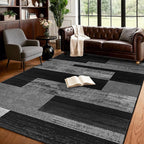 LIANLAM 5x7 Washable Area Rugs for Living Room and Bedroom, Vintage Checkered Pattern Non-Slip Carpet, Stain Resistant Low Pile Soft Rug for Dining Room,Office,Nursery,Kids Room(5x7,Gray)