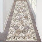 HEBE Hallway Runner Rug 2'x8' Washable Vintage Distressed Area Rugs Non Slip Laundry Rug Runner Boho Floor Carpet Runners for Hallways Entryway Laundry Room Kitchen Bathroom