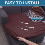 hyha Waterproof Sectional Couch Covers, Non Slip Sofa Couch Cushion Covers L Shape, Thick Stretch Jacquard Fabric, Washable Sofa Slipcovers with Elastic Bottom (1 Piece for Chaise XL, Chocolate)