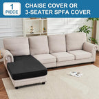 Couch Cover Velvet Chaise Cushion Cover for Sectional Sofas - Elastic L-Shaped Sofa Seat Covers Washable, Slipcover Protector (1-Piece, Black)