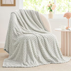 BEDELITE Fleece Blanket Twin for Bed Couch, 3D Jacquard Decorative Light Grey Throw Blanket, Soft and Cozy Warm Plush Fuzzy Blanket All Seasons Suitable, 60x80Inches