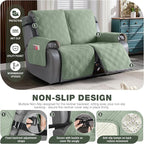 TAOCOCO 100% Waterproof Loveseat Recliner Covers 2 Seater, Split Loveseat Covers for Reclining loveseat, Non Slip Reclining Couch Cover with Double Straps for Kids, Pets(2 Seater, Sage Green)