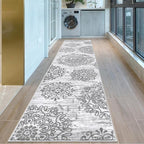 HEBE Hallway Runner Rug 2'8''x12' Washable Vintage Distressed Area Rugs Non Slip Laundry Rug Runner Boho Floor Carpet Runners for Hallways Entryway Laundry Room Kitchen Bathroom