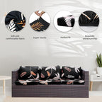 8Pcs Stretch Patio Cushion Covers,Outdoor Couch Covers Replacement,Outdoor Couch & Sofa Slipcovers,for Patio Furniture Cushion Covers,Washable Reusable Furniture Protector(Coconut Forest, Cover Only)