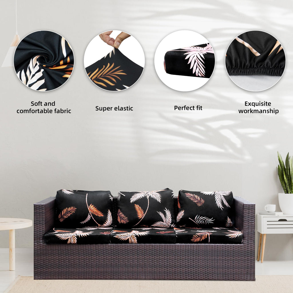 8 Piece Outdoor Cushion Covers, Patio Sofa Cushion Covers, Stretch Fit