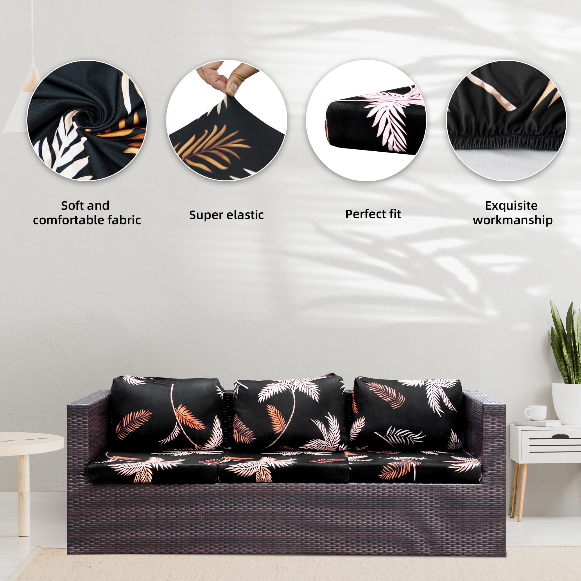 8 Piece Outdoor Cushion Covers, Patio Sofa Cushion Covers, Stretch Fit