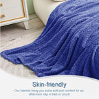 Exclusivo Mezcla Fleece Throw Blanket for Couch and Bed, 50x70 Inches Soft Cozy Jacquard Flannel Blankets, Lightweight Fuzzy Plush Warm Throws for Women, Cobalt Blue