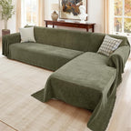 Sectional Couch Covers, 2 Pieces Washable L Shaped Couch Covers Sofa Blanket for Dogs Pet Friendly Sectional Sofa Slipcovers Furniture Covers,71"x 102"+ 71"x 110",(Large,Green)