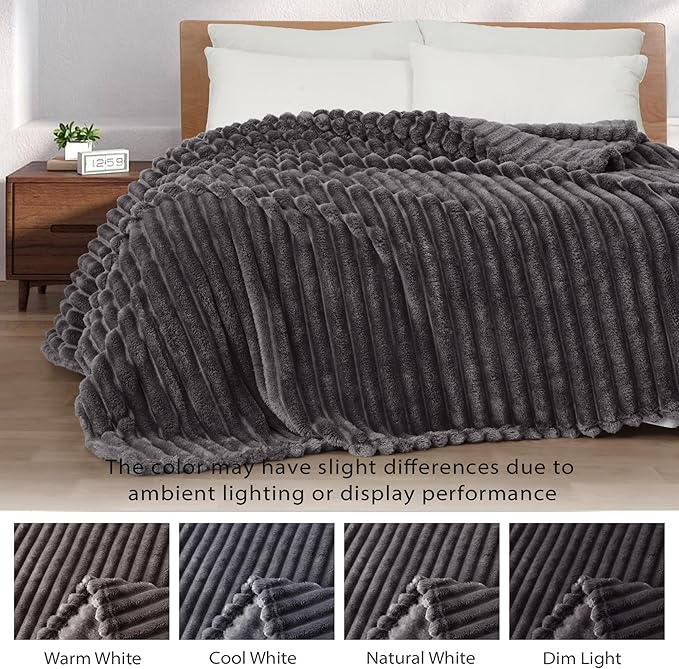 Exclusivo Mezcla Striped Twin Size Fleece Blanket for Bed, Couch, 60"x80"
