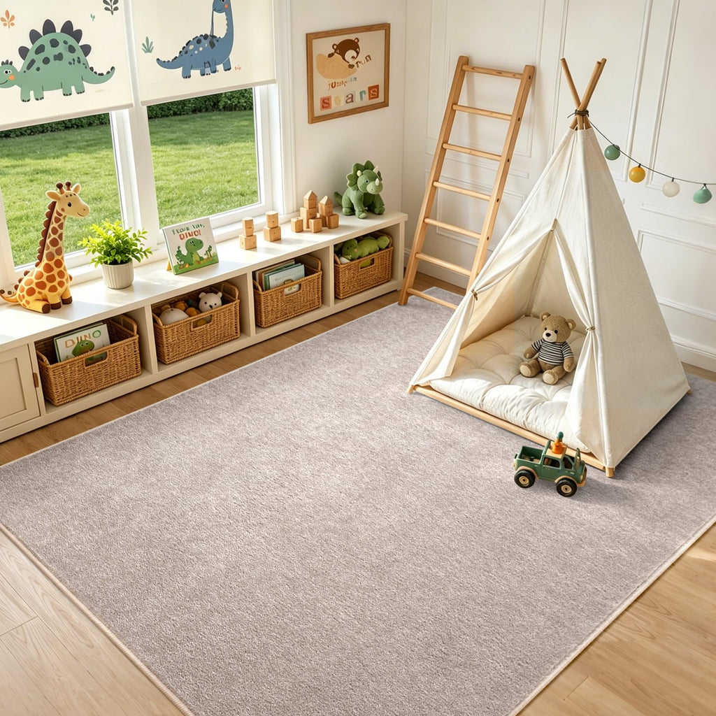 6x9 Large Oatmeal/White Area Rug Non-Slip Washable for Living Room Bedroom