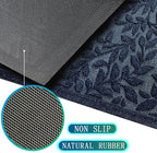 Bulijojo Sturdy Front Entrance Doormats,Durable Heavy Duty Welcome Mat,Thick Absorbent Natural Rubber Non Slip Mat,Easy Clean Entryway Mat Leaves Blue, 47" x 32"
