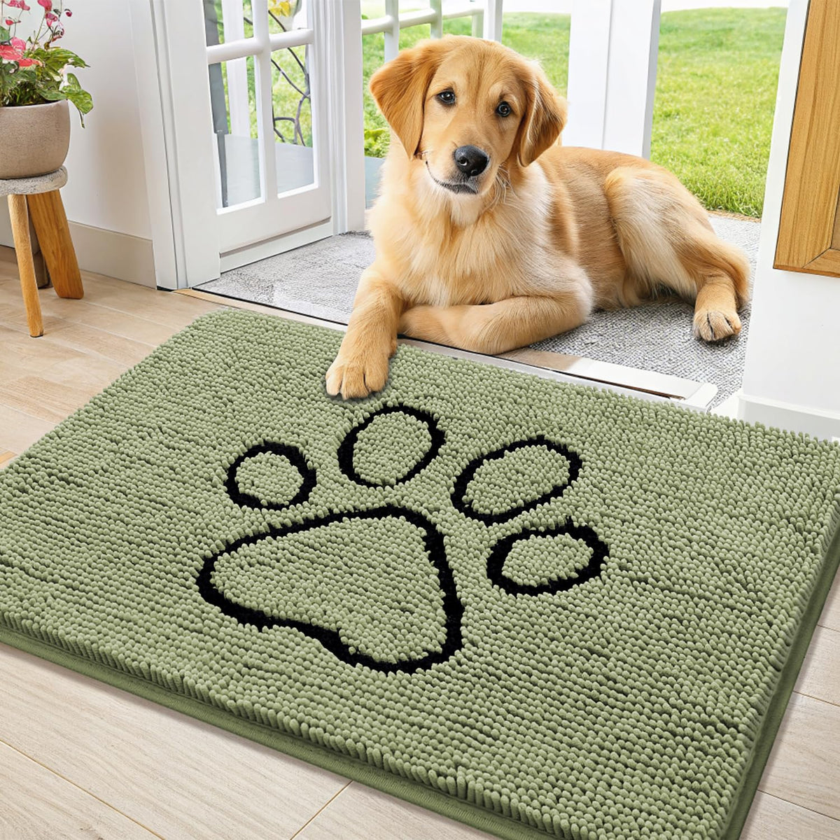 Smiry Dog Door Mat for Muddy Paws, Absorbent Non Slip Dirt Trapper, 36x24
