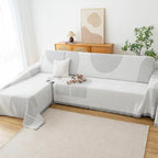 Couch Cover for Dogs, Boho Sofa Covers for 3 Cushion Couch, Chenille Sofa Slipcover for Pets Washable, L-Shape Sectional Couch Loveseat Cover Soft Throw Blankets with Tassels(71x134,Arc Grey)