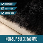 LOCHAS Soft Fluffy Faux Fur Rugs for Bedroom Bedside Rug 3x5 Feet, Washable, Furry Sheepskin Area Rug for Living Room Girls Room, Luxury Shag Carpet Home Decor, Black