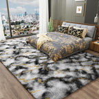LOCHAS Area Rugs Fluffy Living Room Carpets for Kids Bedroom 6x9, Grey-Gold