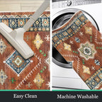 HEBE Boho Kitchen Rug Sets 3 Piece with Runner Non Slip Kitchen Rugs and Mats Washable Kitchen Mats for Floor Thick Kitchen Floor Mat Carpet Runner Rugs for Hallway Laundry Holiday Decor