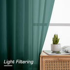 OWENIE Green Sheer Curtains 72 Inches Long 2 Panels Set for Christmas Decoration, Light Filtering Sheer Curtain Rod Pocket Clear Drapes for Living Room Bedroom Window Sliding Door, Each 42 x 72 Inch
