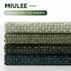 MIULEE Soft Decorative Chenille Pillow Covers Green Navy 20x20 Pack of 4