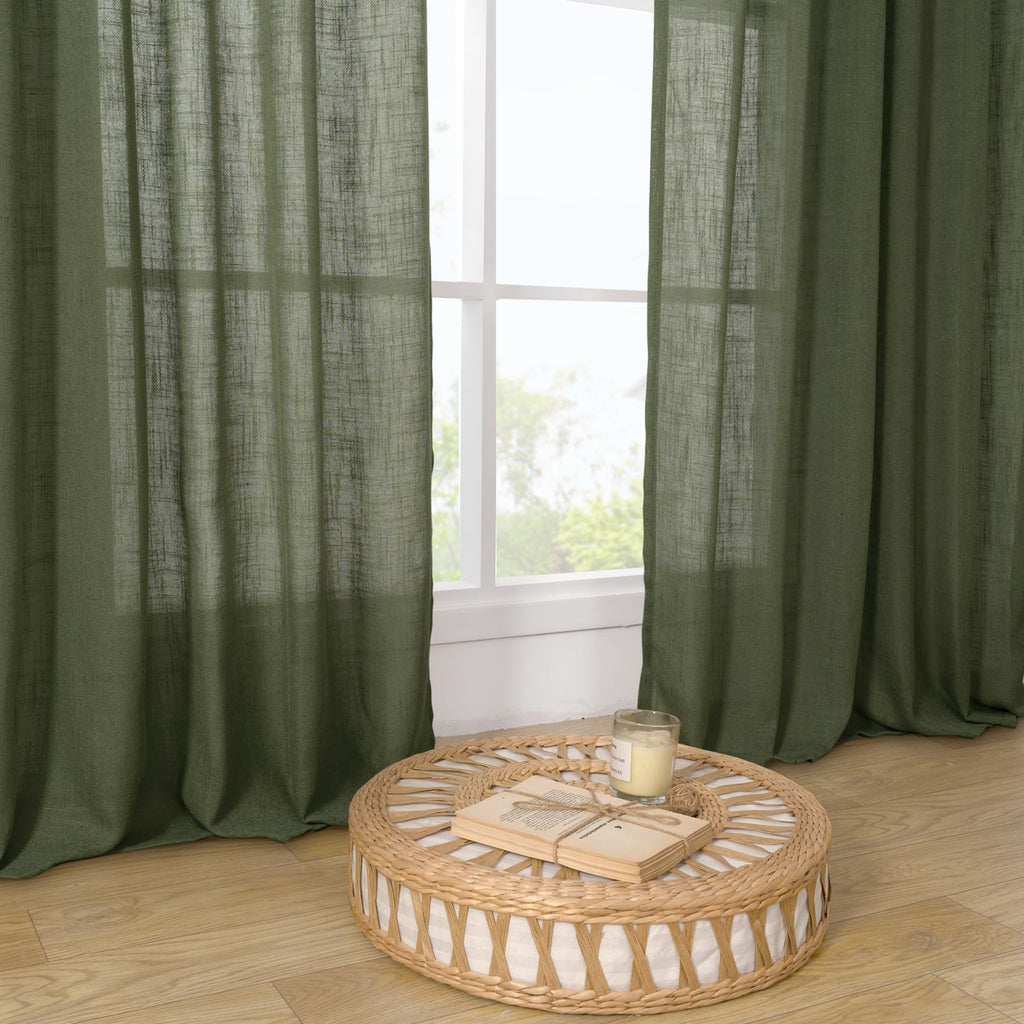 LAMIT Christmas Short Linen Curtains 36 Inch Length for Cafe Window