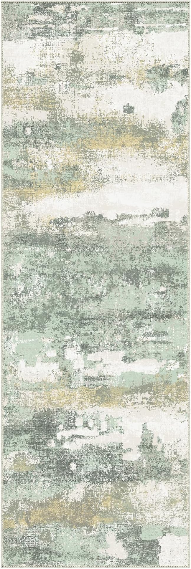 BEIMO Runner Rug for Hallway Kitchen, 2x12 Machine Washable Runners Rug for Entryway, Soft Modern Abstract Throw Rugs, Low Pile Floor Cover with Non Slip Backing, Light Green