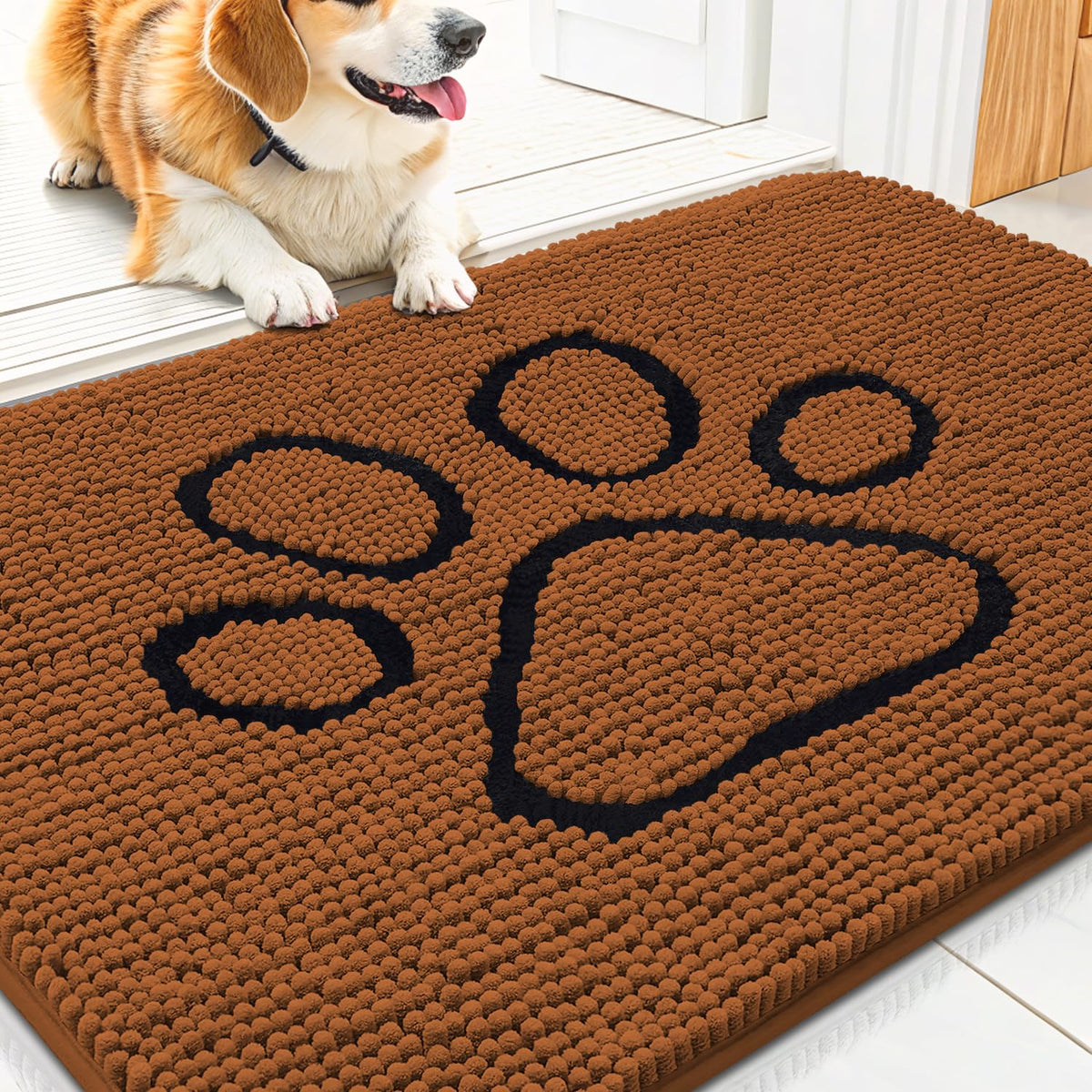 Smiry Dog Door Mat for Muddy Paws, Absorbent Non Slip Dirt Trapper, 30x20