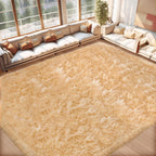 Ciicool Beige Faux Fur Sheepskin Rug 8 x 10 Feet, Large Sofa Fluffy Carpet