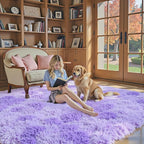Rugs for Living Room 5x8, Alfombras para Salas Shag Large Plush Soft Area Rug, Shaggy Carpets for Bedroom, Kids Boys Girls Home Decor Aesthetic (Purple Starry, 5x8 Feet)