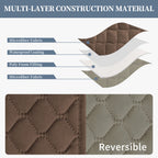 ISSUNTEX Double Protection 100% Waterproof Recliner Covers for Living Room, Reversible Furniture Protector Recliner Couch Sofa Slipcover for Dogs, Pets, Kids (Recliner, Brown/Beige)