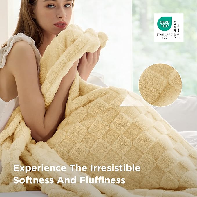 Bedsure GentleSoft King Size Blanket for Bed - Super Soft Cozy Blankets for Kids Girls, Large Fuzzy Fleece Throw for Bedroom Decor, Light Yellow, 108x90 Inches