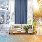 PONY DANCE Window Curtains Drapes - Energy Saving Back Tab/Rod Pocket Room Darkening Thermal Draperies Heavy-Duty for Kitchen, 52 by 54 inch, Blue Haze, 2 Panels